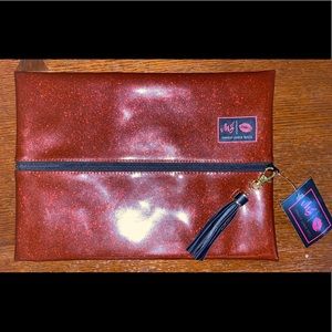 Large Glitter Makeup Junkie Bag Ruby NWT